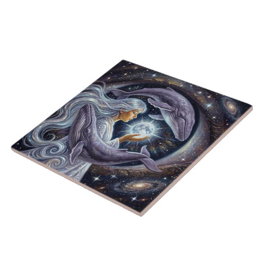 Cosmic Whale & Girl Photo Tile タイル (側面)