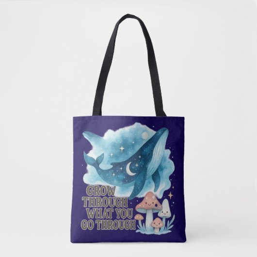 Cosmic Whale & Mushrooms Tote トートバッグ (正面)