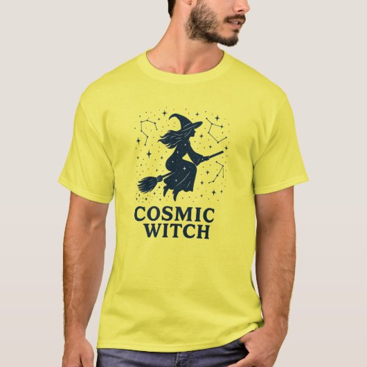 Cosmic Witch Broom & Constellations T-Shirt Tシャツ (正面)