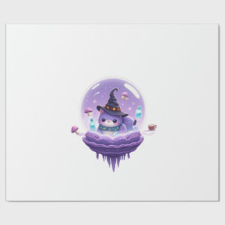 Cosmic Witch Cat Crystal Ball Kawaii Gift Wrapping ラッピングペーパー