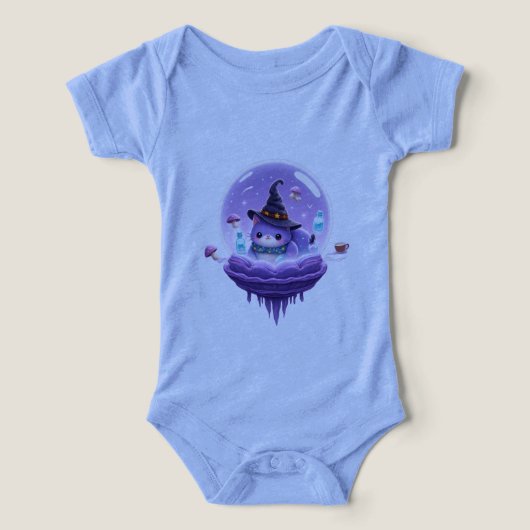 Cosmic Witch Cat Kawaii Baby Bodysuit (デザイン正面)