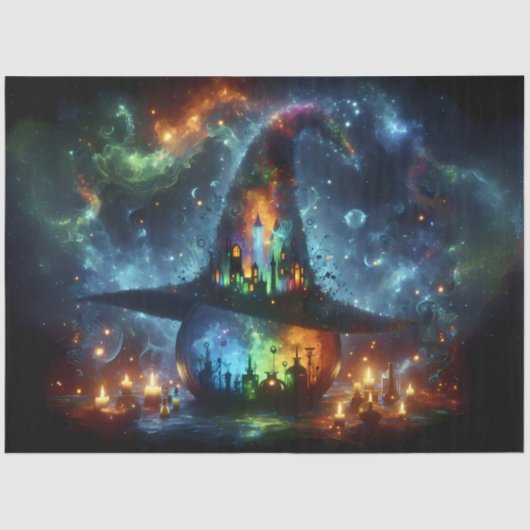 Cosmic Witch Hat with Candles and Halloween Magic 薄葉紙 (正面)