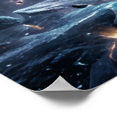 Cosmic Wolf Under Aurora Sky ポスター (角)