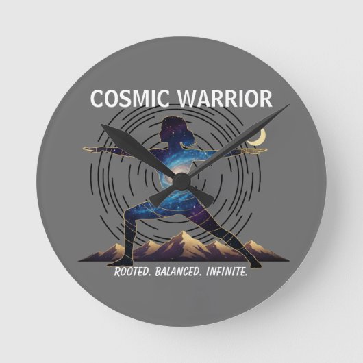 Cosmic Yoga Warrior | Galaxy Body Pose (NO NUMBERS ラウンド壁時計 (正面)