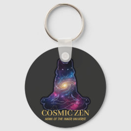 Cosmic Zen Wolf | Meditating Galaxy Spirit Animal キーホルダー