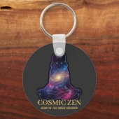 Cosmic Zen Wolf | Meditating Galaxy Spirit Animal  キーホルダー (正面)