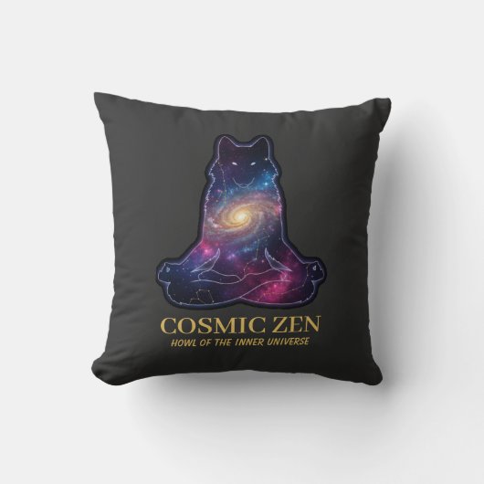Cosmic Zen Wolf | Meditating Galaxy Spirit Animal  クッション (正面)