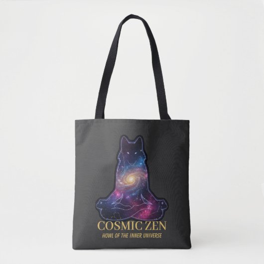 Cosmic Zen Wolf | Meditating Galaxy Spirit Animal  トートバッグ (正面)