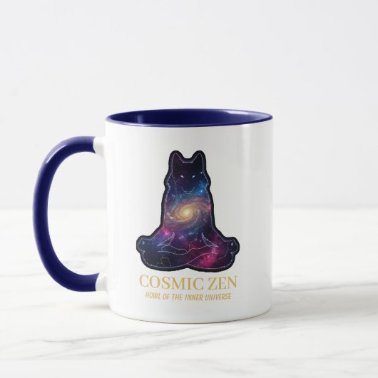 Cosmic Zen Wolf – Meditating Galaxy Spirit Animal  マグカップ (左)