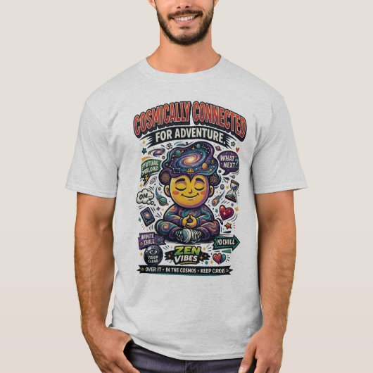Cosmically Connected Zen Vibes Adventure Graphic Tシャツ (正面)