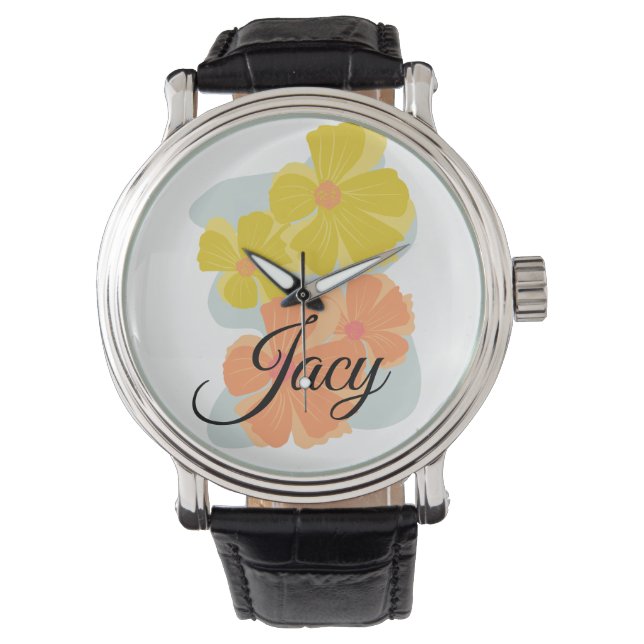 Cosmo Floral Script Name Mothers Day 腕時計 (正面)