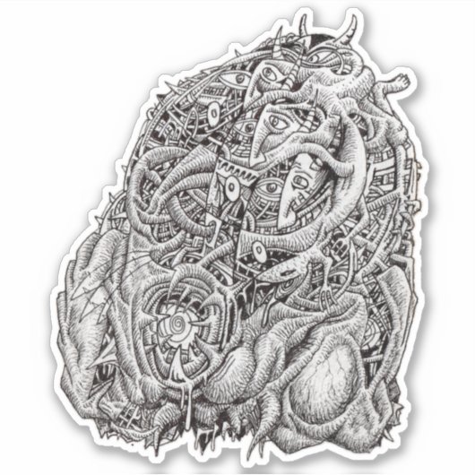 Cosmographic head, by Brian Benson Vinyl Sticker シール (正面)