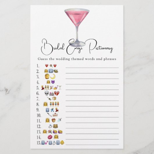 Cosmopolitan Bridal shower emoji pictionary (正面)