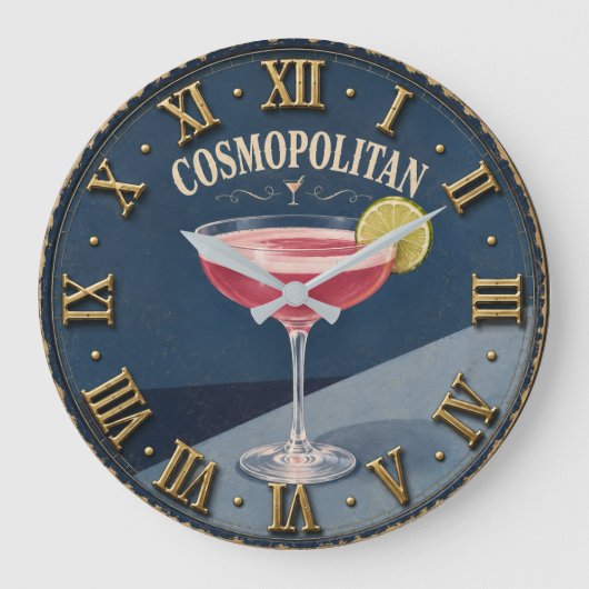Cosmopolitan Cocktail Home Bar Decor ラージ壁時計 (正面)