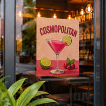 Cosmopolitan Cocktail Pink Martini Bar Decor 
