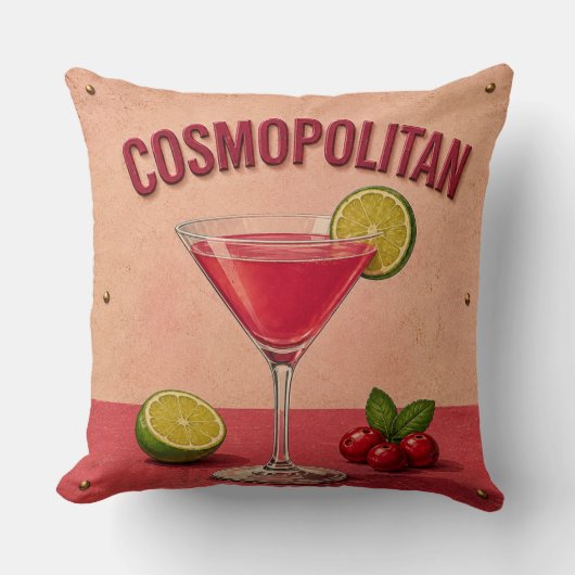 Cosmopolitan Cocktail Pink Martini Bar Decor クッション (正面)