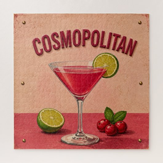 Cosmopolitan Cocktail Pink Martini Bar Decor ジグソーパズル (縦)