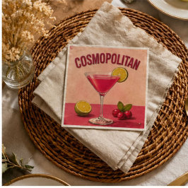 Cosmopolitan Cocktail Pink Martini Bar Decor スタンダードカクテルナプキン