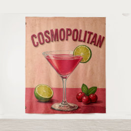Cosmopolitan Cocktail Pink Martini Bar Decor タペストリー