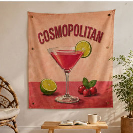 Cosmopolitan Cocktail Pink Martini Bar Decor タペストリー