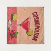 Cosmopolitan Cocktail Pink Martini Bar Decor タペストリー (正面(横))
