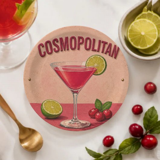 Cosmopolitan Cocktail Pink Martini Bar Decor  ペーパープレート