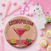 Cosmopolitan Cocktail Pink Martini Bar Decor  ペーパープレート (パーティー)
