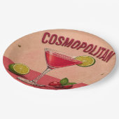 Cosmopolitan Cocktail Pink Martini Bar Decor  ペーパープレート (アングル)