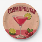 Cosmopolitan Cocktail Pink Martini Bar Decor  ペーパープレート (正面)