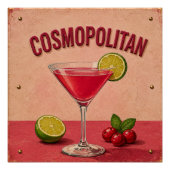 Cosmopolitan Cocktail Pink Martini Bar Decor ポスター (正面)