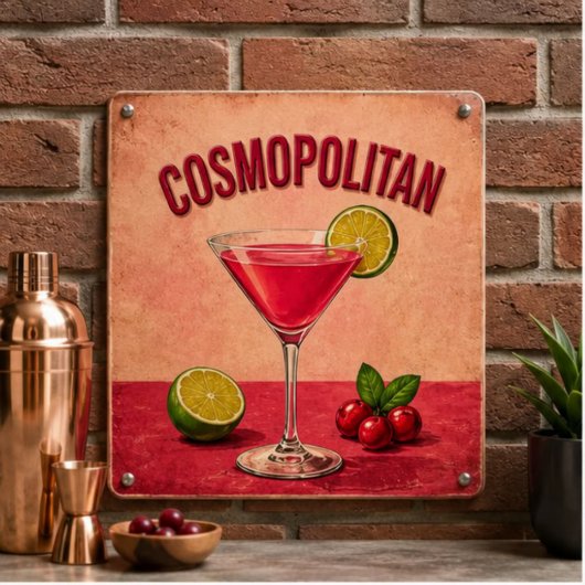 Cosmopolitan Cocktail Pink Martini Bar Decor ポスター