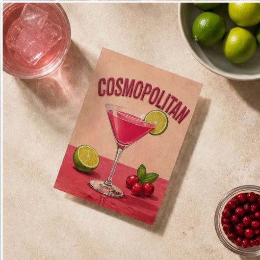 Cosmopolitan Cocktail Pink Martini Bar Decor 台座サイン