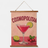 Cosmopolitan Cocktail Pink Martini Bar Decor 吊り下げ型タペストリー (正面)