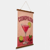 Cosmopolitan Cocktail Pink Martini Bar Decor 吊り下げ型タペストリー (傾斜あり)