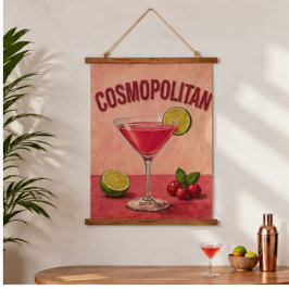 Cosmopolitan Cocktail Pink Martini Bar Decor 吊り下げ型タペストリー