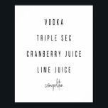 Cosmopolitan Cocktail Recipe ポスター<br><div class="desc">Cosmopolitan Cocktail Recipe</div>