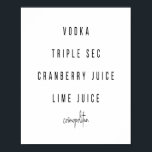 Cosmopolitan Cocktail Recipe ポスター<br><div class="desc">Cosmopolitan Cocktail Recipe</div>