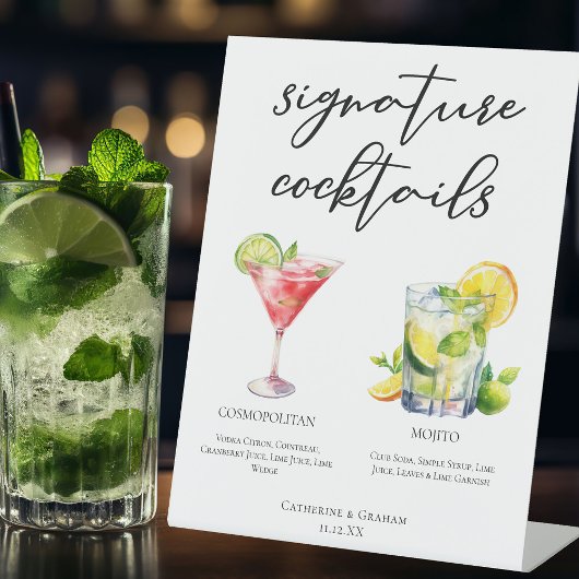 Cosmopolitan Mojitoシグネチャーカクテルメニュー 台座サイン
