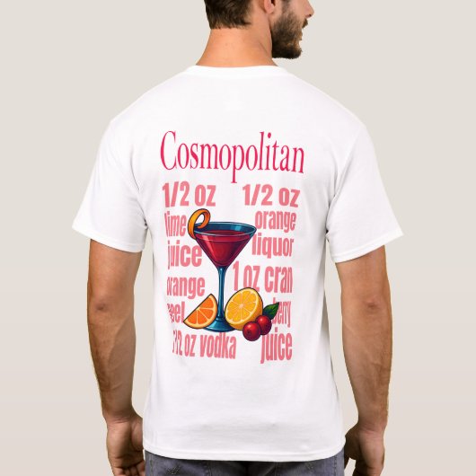 Cosmopolitan T-Shirt – Chic Pink Martini Cocktail Tシャツ (裏面)