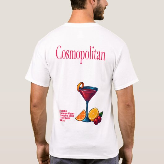 Cosmopolitan T-Shirt – Chic Pink Martini Cocktail Tシャツ (裏面)