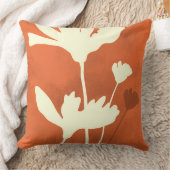 Cosmosフローラシルエット(オレンジ色の背景) クッション (ブランケット)