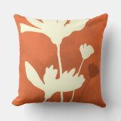 Cosmosフローラシルエット(オレンジ色の背景) クッション (正面)