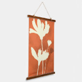 Cosmosフローラシルエット（オレンジ色の背景） 吊り下げ型タペストリー (傾斜あり)