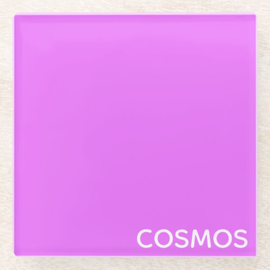 Cosmos紫色の色名 ガラスコースター (正面)