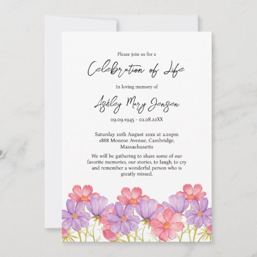 Cosmos Celebration of Life Funeral 招待状 (正面)
