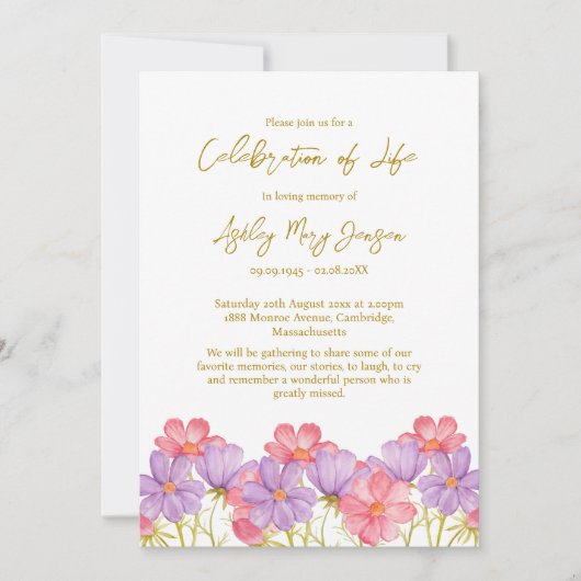 Cosmos Celebration of Life Funeral 招待状 (正面)