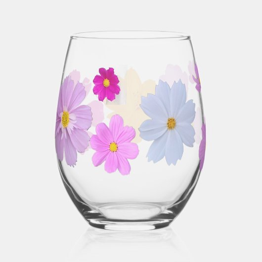 Cosmos Flowers Drinkware Set ステムなしワイングラス (正面)