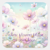 Cosmos Flowers & Quote スクエアシール (正面)