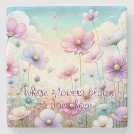 Cosmos Flowers & Quote ストーンコースター