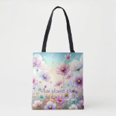 Cosmos Flowers & Quote トートバッグ (正面)